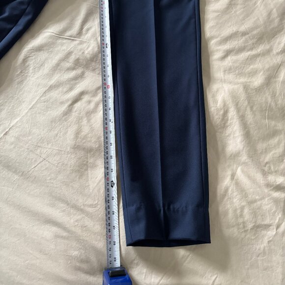Navy Blue Slim-Fit Dress Trousers - Picture 6 of 11